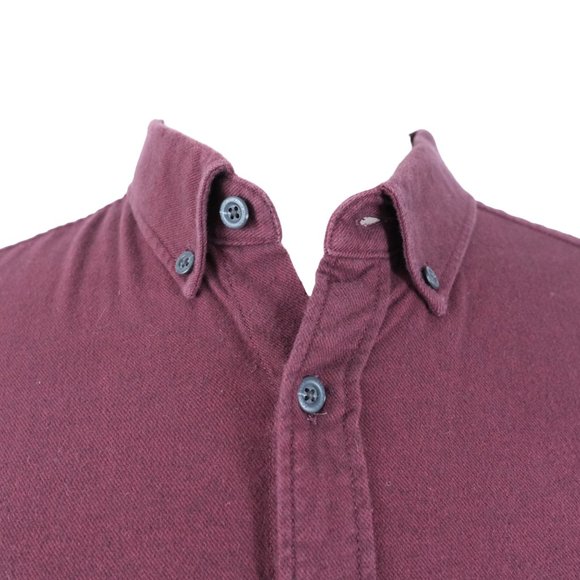 Eddie Bauer Mens XL Heavy Cotton Flannel Shirt Classic Fit Maroon Red Button Up - Picture 3 of 11
